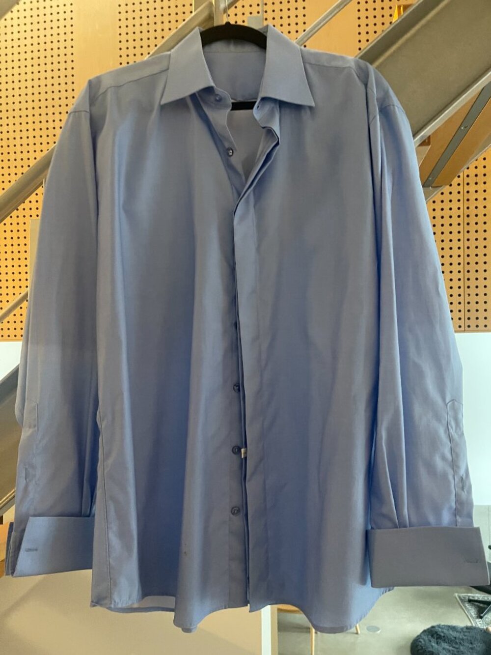 Men’s Egyptian Cotton Dress Shirt – French Cuff – 17.5 XL – Medium  Blue